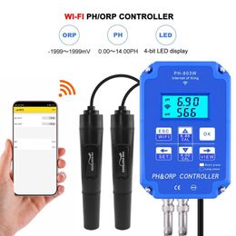 PH Metres PH-803W Wifi Monitoring Digital PH ORP Controller BNC Probe Water Quality Tester for Hydroponics Swimming Pool Aquarium 230826