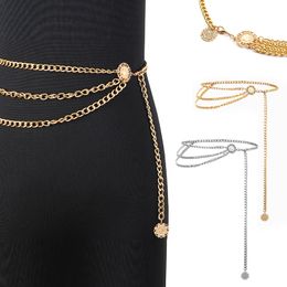 Waist Chain Belts Retro for Women Waistbands Multilayer Long Tassel Dress Crystal Belly 230825