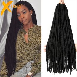 Human Hair Bulks Synthetic Crochet Braiding Hair Extensions Dreadlocks Ombre Brown Coloured X-TRESS Soft Straight Faux Locs Braids Hair For Women 230826