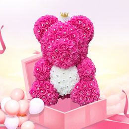 Decorative Flowers Wreaths Handmade Teddy Rose Bear Heart Artificial PE Flower Women Valentine s Day Gifts Wedding Decoration Birthday Party Supplies 230826