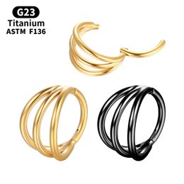 Titanium Helix Piercing Brosket septum Guld Zirkon Näsringar Industriella damer Tragusörhängen Klickare Sexig Goth Body Jewelry