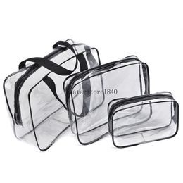 Unisex Large Capacity Black Clear PVC Cosmetic Bag Waterproof Visible Toiletry Makeup Organizer Travel Washing Bags Pouch Case