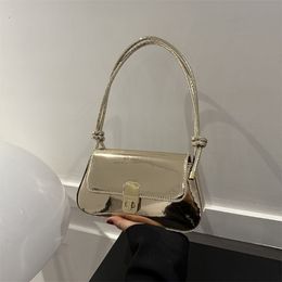 Evening Bags Golden Korean Bright shine Girl Woman Messenger Shoulder OL PU PVC Leather Women Lady Mini Handbag Purses Tote Bag 230826