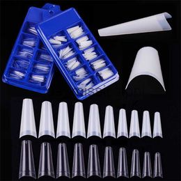 False Nails 100pcs Clear White Fake Nails Full Cover False Nails Tips Full Sticker For Nails Quick Building Mold Tips Nail Finger Extension x0826