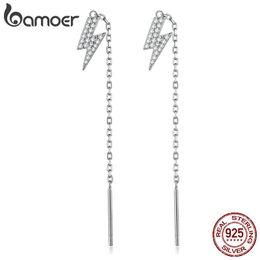 Boxes Bamoer Sterling Sier Lighing Ear Lines for Women Fashion Long Tassel Piercing Earrings Fine Jewelry Wedding Gift Sce1473