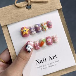 False Nails Emmabeauty Short Handmade Press Cartoon Star Dopamine Style Cute Four Seasons Versatile 3D Dog.No.24440