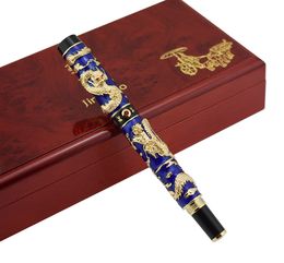 Fountain Pens Handmade Jinhao Cloisonne Double Dragon Pen EF F M Bent Nib Advanced Craft Writing Business Graduate Gift 230825