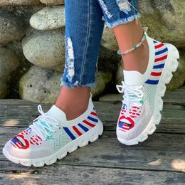 2023 Spring Vulcanized Dress and Summer Knitted Sneakers New Printed Flat Casual Platform Women's Shoes Mujer T230826 b271