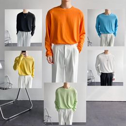 Men's T Shirts Summer Sunscreen Long-sleeved T-shirt Bright Colour Hong Kong Style Six-color Thin Breathable Bottoming Shirt