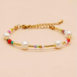 Strand Vlen Booh Fashion Natural Freshwater Pearl Bracelet For Women Gift Gold Color Miyuki Seed Beads Dainty Pulseras Mujer