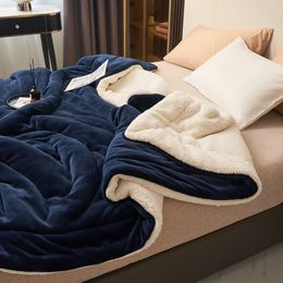 Blankets Imitation Lambswool Autumn Winter Warm Blanket Mechanical Wash Double Layer Queen for Beds Super Soft Plush Comfortable 230825