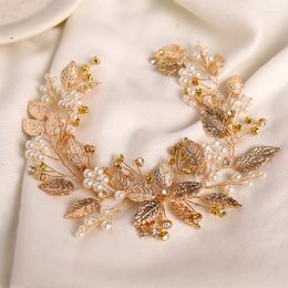 Hair Clips Fashion Leaf Wedding Accessories For Women Bride Crystal Rhinestone Silver Colour Hairbands Rose Gold Jewellery Headband