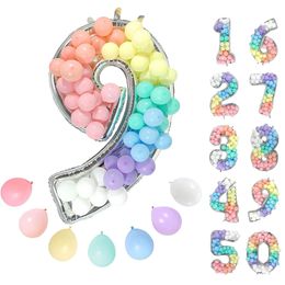 Other Event Party Supplies 65Inch Giant Foil Number Balloon DIY Filling Frame Kids 1st Birthday Decoration Wedding Anniversary Mosaic Box 230826