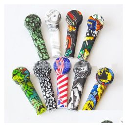 Smoking Pipes 3.5 Inch Sile Spoon Hand Pipe Printing Sil Mini Water Dabble For Dry Herb Drop Delivery Home Garden Household Sundries Ot5Hy