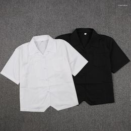 Clothing Sets Japanese School Dress Tops Basic JK Uniform Pointed Collar Front Half Fold Shirt White Black Short Sleeve Girls Student