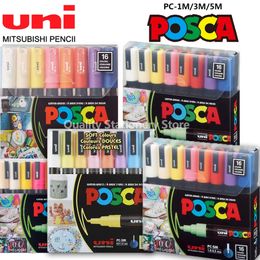 Markers UNI POSCA Marker Set Graffiti Packaging PC-1M PC-3M PC-5M POP Advertising Poster Pen Drawing Hand-drawn Student Art Supplies 230826