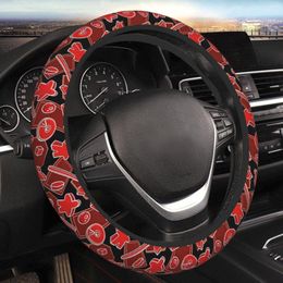 Steering Wheel Covers Tabletop Board Game Madness (Red) Thickening Car Cover 38cm Universal Suitable Women Elastic