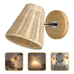 Wall Lamp Rattan Chandelier Bedside Light Rustic Style Lights Bedroom Simple Metal Modern Night Living Mounted