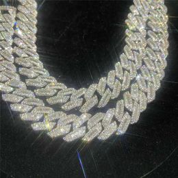 925 Sterling Silber Miami Kubanische Gliederkette Hip Hop Schmuck Diamantverschluss Iced Vvs Moissanit Baguette