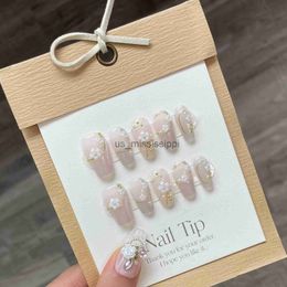 False Nails Medium Coffin Press On Nails Handmade Acrylic Full Cover Professional Japanese Nail Sticker Sweet Artificial Free Shipping Nails x0826