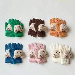 Children s Mittens 2 6Years Children Winter Warm Gloves Baby Girls Boys Toddler Thicken Cute Bear Knitted Fleece Glove Kid Soft Full Finger 230826