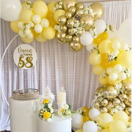 Other Event Party Supplies 100Pcs Yellow Balloon Garland Kit White Metal Gold Latex Globos For Wedding Summer Kids Birthday Decorations Baby Shower 230826