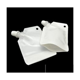 Packing Bags Wholesale 50Ml White Plastic Doypack Liquid Stand Up Storage Pouch Bag With Side Spout Drop Delivery Office School Busi Othkk