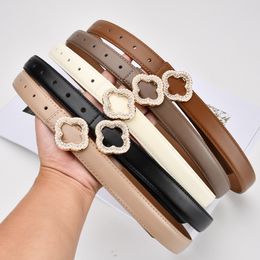 Waist Chain Belts Floral Diamond Studded Genuine Leather Cowhide Belt Designers High Quality Womens Decorative Coat with Jeans 230825