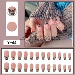 False Nails 24pcsset French Sexy Leopard Print Long Ballet Nail Pieces Wearable Removable Fake Nail Stickers x0826