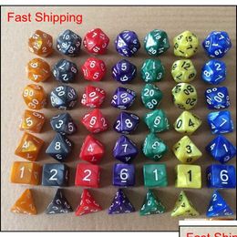 7Pcs/Set Creative Rpg Game Dice D Colorf Mticolor Mixed White D4 D6 D8 D10 D1 Qylasp Hairclippers2011 Drop Delivery Dh3F2