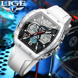Wristwatches LIGE Luxury Military Watches For Men Fashion Sport Chronograph Alarm Wristwatch Waterproof Quartz Big Clock Digital Male Watch 230825