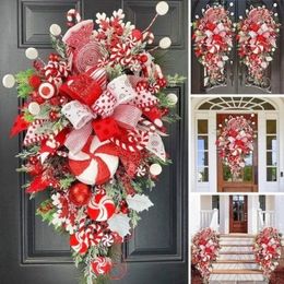 Christmas Decorations Christmas Wreath Outdoor Candy Cane Xmas Decor Front Door Garland Window Wall Hanging Wreath Wedding Ornament 2024 Year Deco 230825