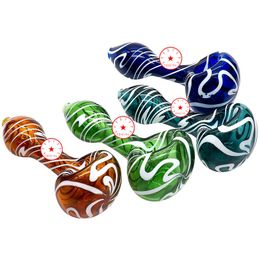 Colorful Warped Space Style Pyrex Thick Glass Pipes Handmade Portable Filter Dry Herb Tobacco Spoon Bowl Smoking Bong Holder Innovative Handpipes Hand Tube DHL