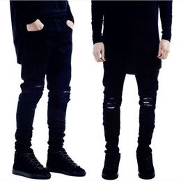 Women s Jeans Fashion Men Solid Ripped Hole Distresses Washed Skinny Male Casual Harajuku Outerwear Hip Hop Slim Fit Denim Pants 230826