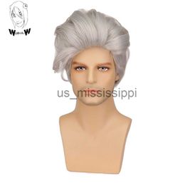 Synthetic Wigs WHIMSICAL W Men Short Straight Synthetic Wig for Male Hair Fleeciness Realistic Natural Sliver White Toupee Wigs x0826