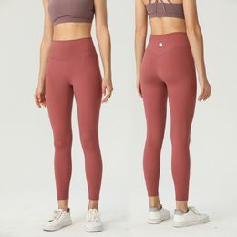 Lu High midja Yoga Leggings Kvinnor Push-Up Fiess Soft Lululy Lemenly Justera elastisk höftlyft T-formade sportbyxor som kör träning Lady LL826 Legging