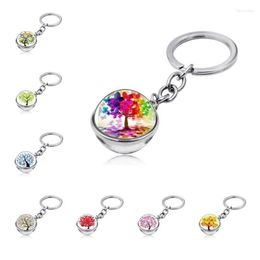 Keychains WG 1pc Fashion Tree Life Time Jewel Keychain Pendant Cabochon Glass Metal For Women Summer Jewelry Creative Gift