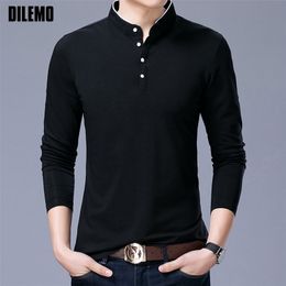 Mens Polos Sell Fashion Brand Clothing Polo Shirt Long Sleeve Slim Fit Boys Mandarin Colla Casual 230825