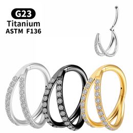 Cartilage Tragus Industrial Piercings Titanium Labret Nose Ring Crystal Earrings F136 Sexy Clicker Body Jewellery Women Charming