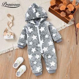 Rompers Winter Baby Clothes Patchwork Kids Toddler Cartoon Boys Sleepwear Fleece Zipper Hooded Baby's Rompers Warm Children's Overalls 230825