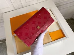 Designer wallets luxury envelope purse mens womens clutch Highs quality embossed flower letter zipper coin purses card holder original box dust bag #369e