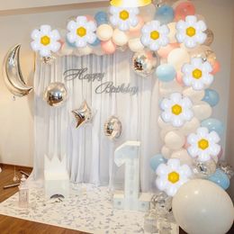 Other Event Party Supplies 10Pcs Mini Daisy Foil Balloons White Sunflower Balloon Wedding Globos Kids Birthday Decorations Baby Shower Po Props 230825
