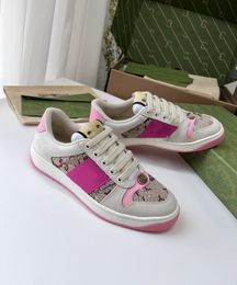 Ggshoes 2023 New Designer Luxury Guuchi Shoes Casual Shoes Screener Embellished Canvas-trimmed Leather Sneakers 29