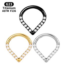 Tragus Industrial Piercing Septum G23 Earrings Nose Ring Zircon Titanium Clicker Cartilage Lip Helix Labret Women Body Jewellery