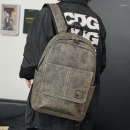 Backpack Vintage PU Leather Men Large-capacity Fashion Design Men's Bag Travel Computer Student School