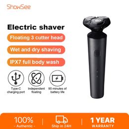 Electric Shavers ShowSee Shaver Triple Floating Blades Waterproof Low Noise Shaving Razor F303 Bk F305 GY 230825