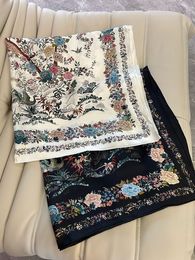 Scarves D Brand Luxury Women Printing Winter Garden Design 100% Silk Twill Square 230825