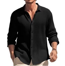 Men Casual Shirts Long Sleeve Loose Regular Fit Button Down Shirt Beach Lapel Shirts