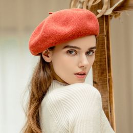 Berets Wool Contained Women Winter Hats Vintage French Plaid Top Military Cap Painter Hat Beret 230825