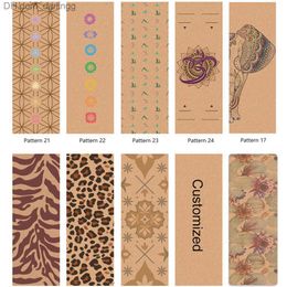 New Fashion Anti Slip 5mm Thickness Printed Eco Friendly Cork Yoga Mat Fitness Workout Pad Q230826